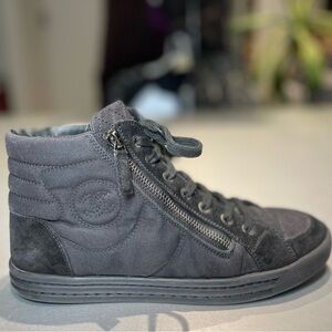 Black Chanel CC High Top Sneakers Size 7 (37)